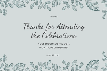 Free Thank You For Coming To My Party Card Template to Edit Online