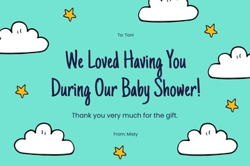 Free Thank You For Coming To Baby Shower Card Template to Edit Online