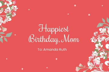 Free Happy Birthday Card For Mom Template to Edit Online