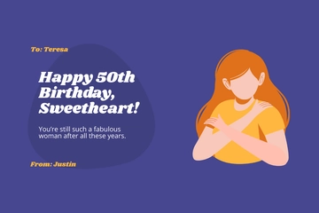 Free 50th Birthday Card for Wife Template to Edit Online