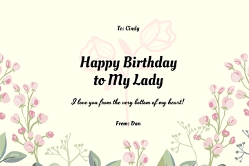 Free Happy Birthday Card for Wife Template to Edit Online