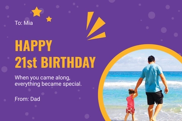 Free 21st Birthday Card For Daughter Template to Edit Online