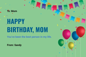 Free Birthday Card For Mom Template to Edit Online