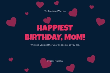 Free Simple Birthday Card For Mom Template to Edit Online