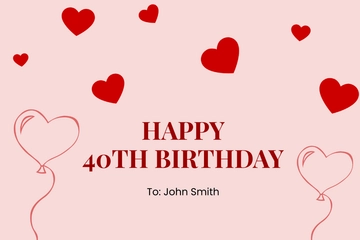 Free 40th Birthday Card For Husband Template to Edit Online