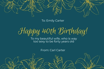 Free Printable 40th Birthday Card Template to Edit Online