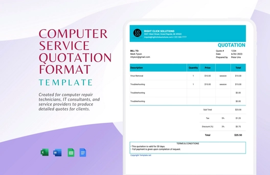 Computer Service Quotation Format Template