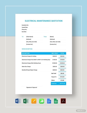 Electrical Maintenance Quotation Format Template