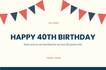 Free Funny 40th Birthday Card Template to Edit Online