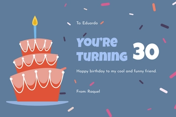 Free Happy 30th Birthday Card Template to Edit Online
