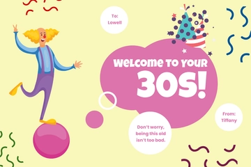 Free Funny 30th Birthday Card Template to Edit Online