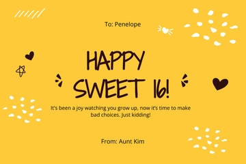 Free Funny 16th Birthday Card Template to Edit Online