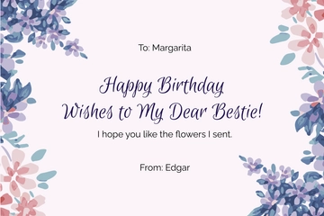 Free Floral Best Friend Birthday Card Template to Edit Online