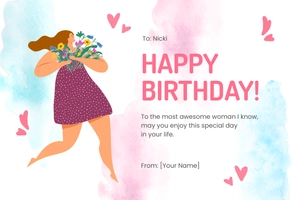 Free Birthday Card For Bestie Template to Edit Online