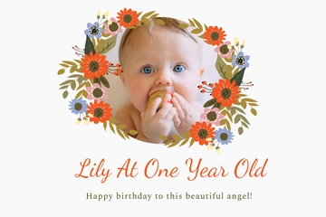 Free First Birthday Photo Card Template to Edit Online