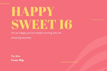 Free Modern Sweet 16 Birthday Card Template to Edit Online