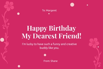 Free Happy Birthday Best Friend Card Template to Edit Online