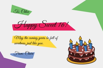 Free Happy 16th Birthday Card Template to Edit Online
