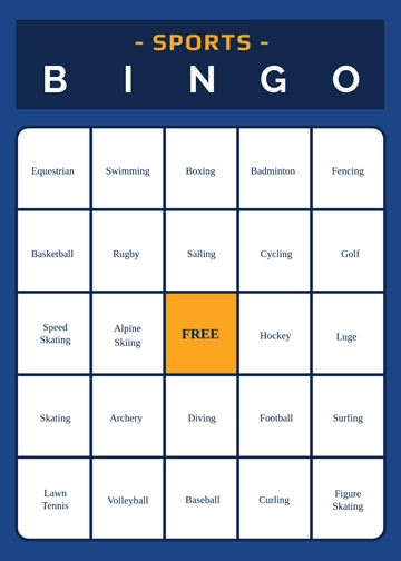 Free Sports Bingo Card Template to Edit Online