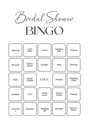 Free Bridal Shower Bingo Card Template to Edit Online Free Bridal Shower Bingo Card Template to Edit Online