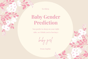 Free Floral Baby Prediction Card Template to Edit Online
