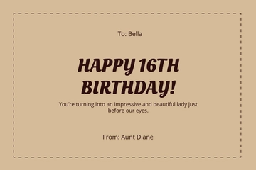 Free Vintage Sweet 16th Birthday Card Template to Edit Online