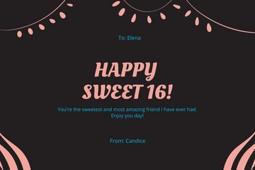 Free Sweet 16 Birthday Card For Friend Template to Edit Online