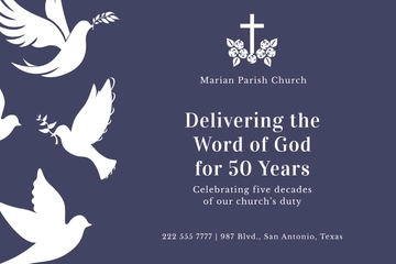 Free Church Anniversary Postcard Template to Edit Online