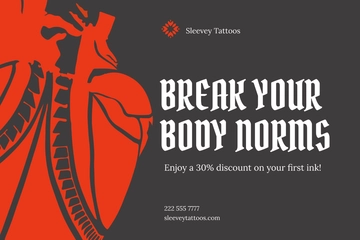 Free Tattoo Artist Postcard Template to Edit Online