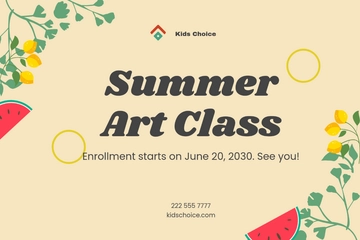 Free Summer Art Classes Postcard Template to Edit Online
