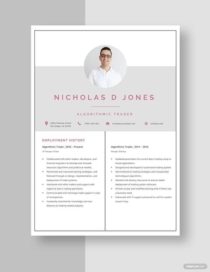 Algorithmic Trader Resume