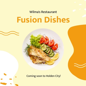 Free Restaurant Coming Soon Linkedin Post Template to Edit Online