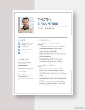 Alumni Coordinator Resume