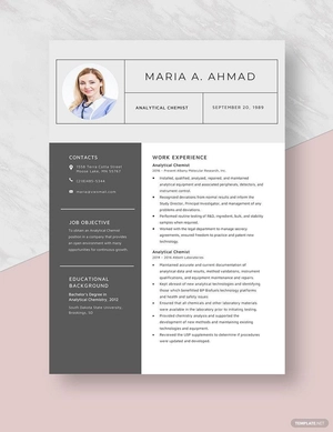 Analytical Chemist Resume