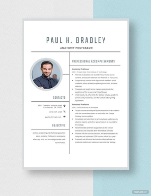 Anatomy Professor Resume