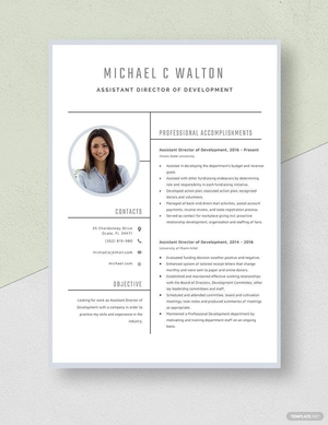 Assistant Director of Development Resume