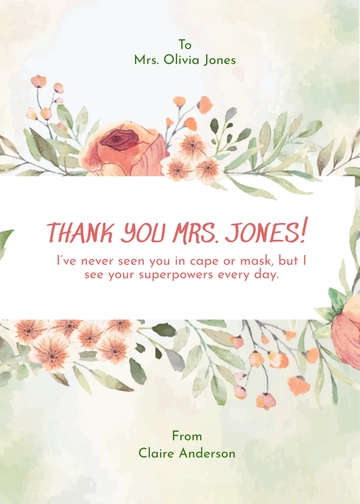 Free Printable Teacher Thank You Card Template to Edit Online
