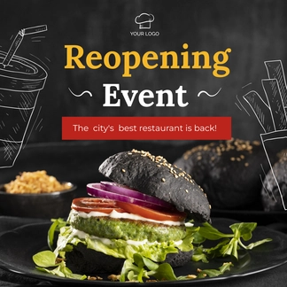 Free Restaurant Reopening Instagram Post Template to Edit Online