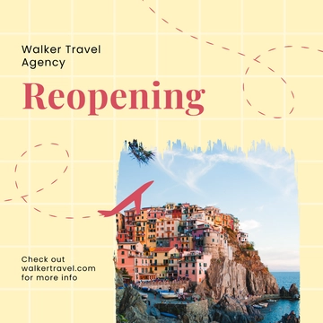 Free Travel Agency Reopening Instagram Post Template to Edit Online