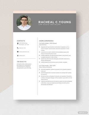 Car Audio Installer Resume