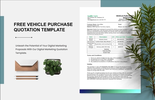 Vehicle Purchase Quotation Template