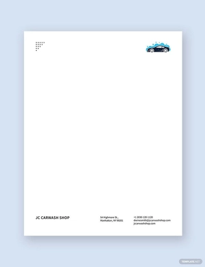 Car Wash Letterhead Template