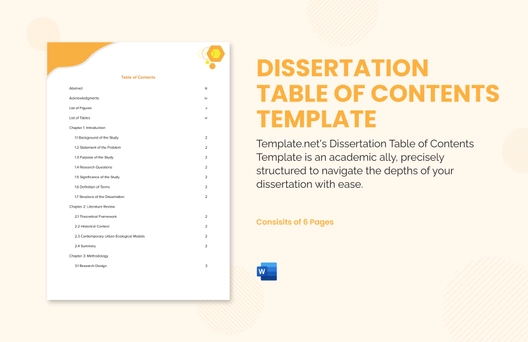 Dissertation Table of Contents Template