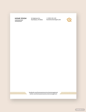 Construction Management Letterhead Template