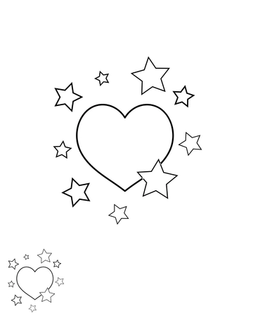 Free Stars and Heart Coloring Page Template to Edit Online