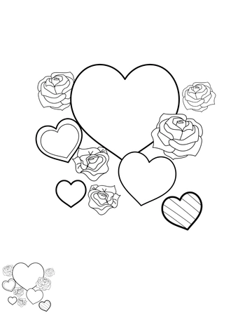 Free Heart and Rose Bouquet Coloring Page Template to Edit Online