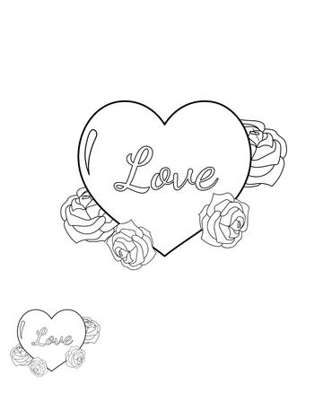 Free Love and Flower Heart Coloring Page Template to Edit Online