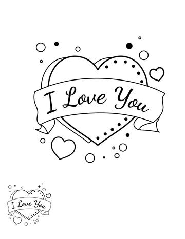 Free I Love You Heart Coloring Page Template to Edit Online