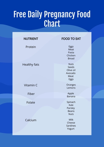 Free Daily Pregnancy Food Chart Template to Edit Online