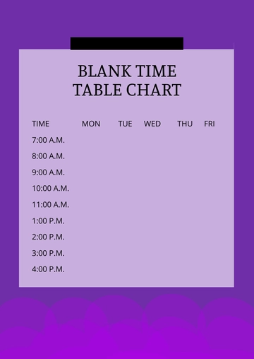 Free Blank Time Table Chart Template to Edit Online